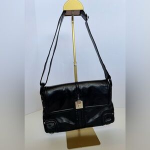 eileen west women black leather shoulder bag